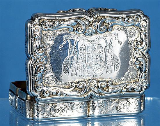 A large Victorian silver presentation table snuff box, Length 85 mm Width 62mm Weight 5oz/143grms